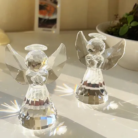 Crystal Angel Figurine Faceted K9 Glass Rainbow Suncatcher Decor For Christmas Birthday Wedding Gift Home Ornament