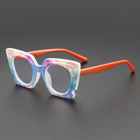 Geometrische Kattenoog Anti Blauw Licht Brilmonturen PC Trendy Ins Stijl Kleurrijke Niet Voorgeschreven Brillen Dames Heren
