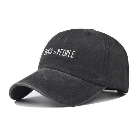 Casquette De Baseball En Coton Lavé Broderie Dogs People Protection Solaire Style Rétro Ajustable
