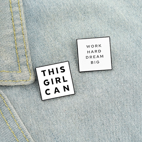 Spille Con Citazione Ispiratrice Lega Smalto Per Donne This Girl Can Work Hard Dream Big Decorazione Minimalista