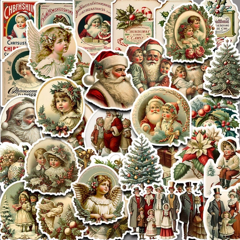 Vintage Weihnachtsaufkleber Viktorianischer Stil Weihnachtsmann Engel Für Scrapbooking DIY Journal Dekorpapier