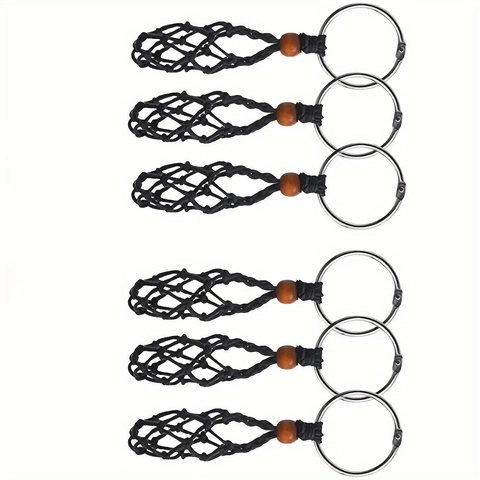 Portachiavi In Rete Intrecciata A Mano Supporto Per Pietre Di Cristallo Con Perla In Legno E Anello In Lega Stile Boho Fai Da Te