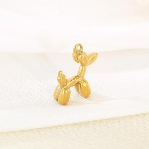 Pendente Cane Palloncino Charm Acciaio Inossidabile Placcato Oro 18K Accessori Gioielli DIY Stile Ins Animale