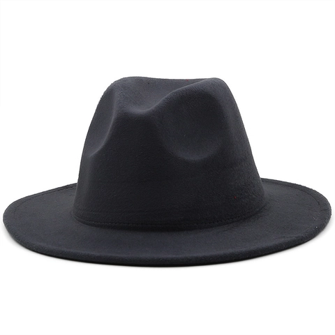 Fedora Hat Vintage Polyester Cotton Felt Wide Flat Brim Contrast Color Retro British Jazz Hat For Men Women