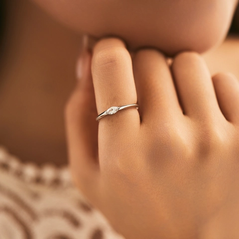 Marquise Schliff Zirkonia Ring 925 Sterling Silber Minimalistischer Einfacher Eleganter Schmuck Für Damen Mode OL