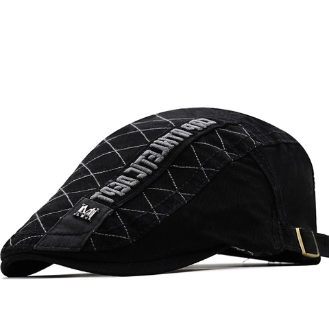 British Retro Cotton Flat Cap Quilted Diamond Pattern Adjustable Ivy Hat Vintage Casual Unisex Newsboy