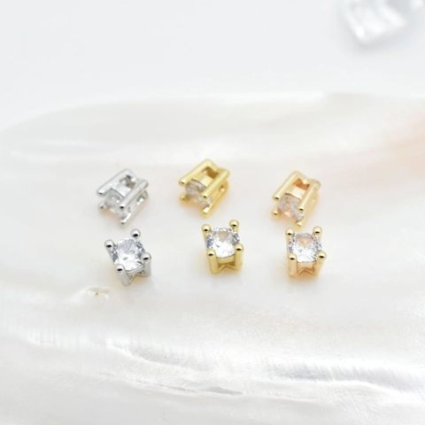 Cuentas Espaciadoras De Cobre Y Circonita Engaste De Cuatro Garras Accesorios Para Hacer Joyas Bricolaje Forma Cuadrada Elegante