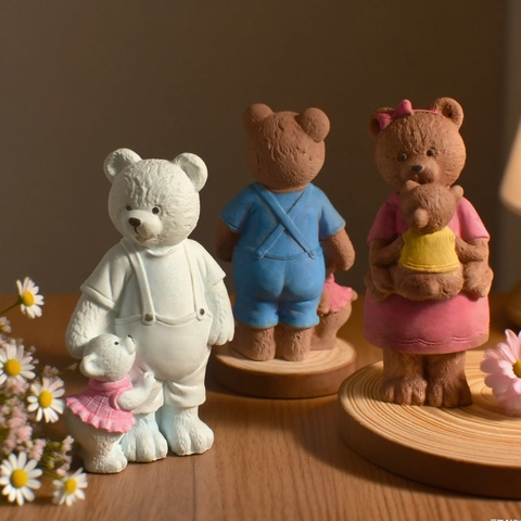 Bärenfamilie Silikonform DIY Handgemachte Kerze Seife Gips Herstellung Werkzeug Cartoon Teddy Tierform Hitzebeständig Flexibel