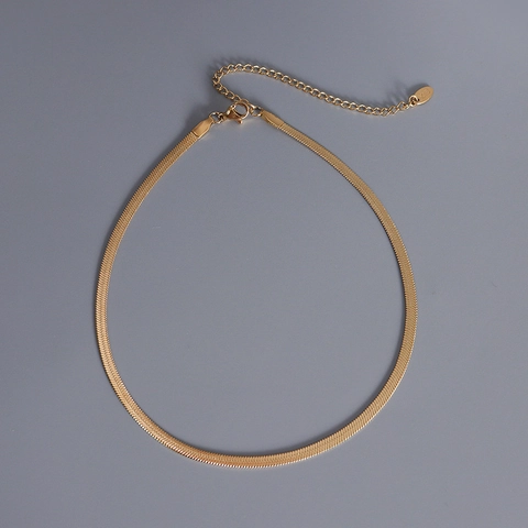 Collar De Cadena De Serpiente Plana De Acero Inoxidable Gargantilla Minimalista Simple Para Mujeres Hombres Unisex