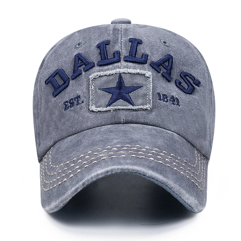 Cappello Da Baseball Vintage In Cotone Lavato Ricamo 3D Dallas Toppa Stella Regolabile Cappello Da Sole Retrò