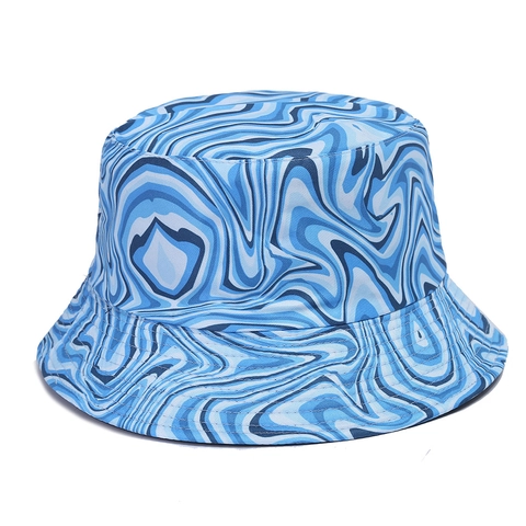 Double Sided Bucket Hat For Women Marble Print Tie Dye Acrylic Sun Protection Breathable Foldable Outdoor Summer Travel