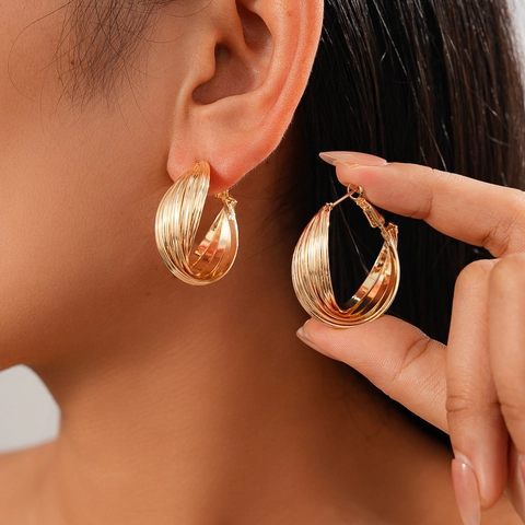 Orecchini A Cerchio E A Lobo Geometrici Minimalisti A Cuore Tondo Intrecciato Con Perno In Argent Sterling 925 Moda Donna