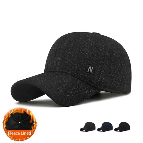 Heren Winter Warme Honkbalpet Met Oorkleppen Verdikte Fleece Gevoerde Wollen Stof Winddichte Outdoor Sportpet
