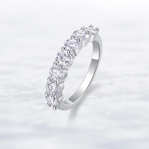 925 Sterling Silber Moissanit Ring Reihe Rundschliff Achtzehn K Vergoldet Ewigkeitband Mode Schmuck Für Damen