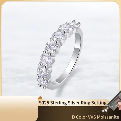 925 Sterling Silber Moissanit Ring Reihe Rundschliff Achtzehn K Vergoldet Ewigkeitband Mode Schmuck Für Damen