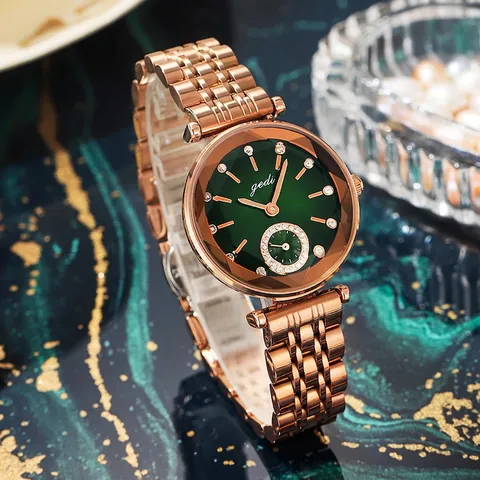 Luxury Women's Quartz Watch Stainless Steel 3ATM Waterproof Rhinestone Dial Diamond Cut Glass Independent Second Hand