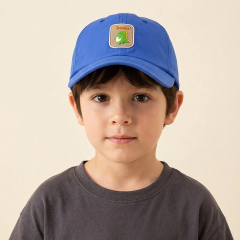Kids Baseball Cap Polyester Cartoon Dinosaur Patch Sun Protection Adjustable Outdoor Hat For Boys And Girls
