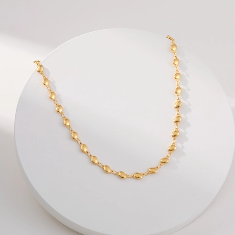 Minimalist Geometric 18K Gold Plated Copper Bean Chain Necklace For Women Fashion Daily Commute Jewelry Gift
