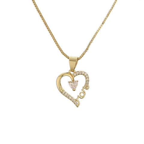 Collar Con Colgante De Cobre Y Circonita Corazón Paraguas Mom Forma Micro Pavé Colorido Oro Cadena De Caja Para Mujer Moda