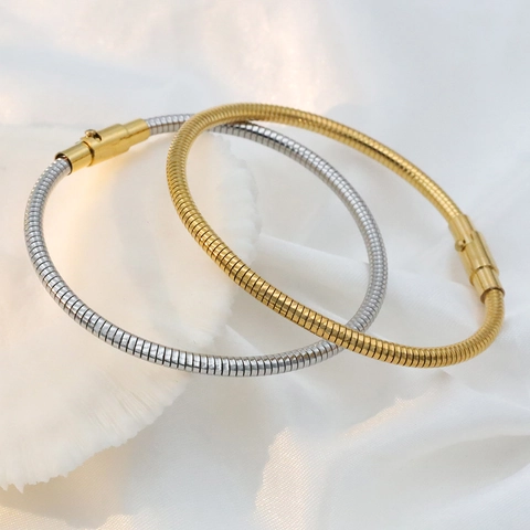 Snake Bone Chain Bracelet Titanium Steel 18K Gold Plated Minimalist Elastic Fashion Jewelry For Women Elegant