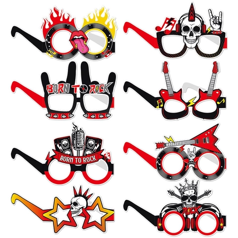 Gafas De Papel Para Fiesta Temática De Música Rock Accesorios De Fotomatón Para Cumpleaños Festivales