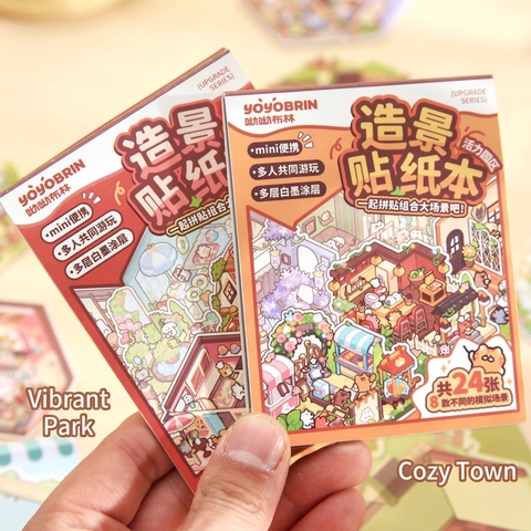 Scenery Sticker Book DIY Scrapbooking Journaling Supplies PVC Cartoon Mini Miniature Scene Decoration For Kids Students