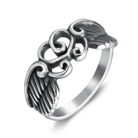 Punk Hart Vleugel Ring Roestvrij Staal Vintage Zilver Gothiek Retro Stijl Unisex Sieraden Accessoire