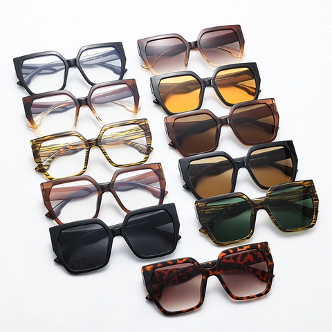 Übergroße Quadratische Sonnenbrille Retro Dicker Rahmen PC Material UV400 Schutz Mode Trendy Outdoor Reisen Brillen