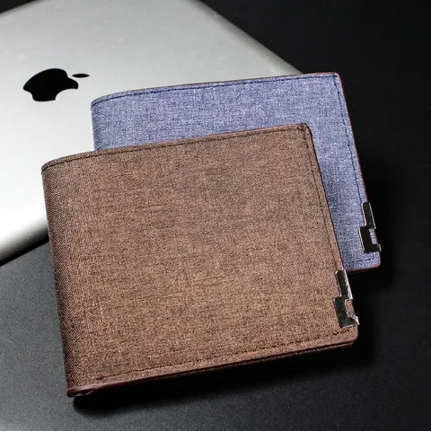 Portafoglio Corto Pieghevole Da Uomo In Tela Tessuto Oxford Porta Carte Sottile Vintage Minimalista Casual Business