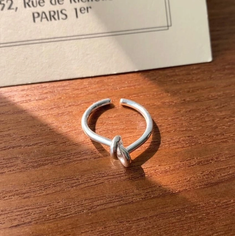Knotted Open Ring 925 Sterling Silver Minimalist Woven Line Adjustable Jewelry For Women Elegant Gift