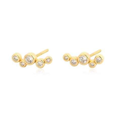 Lussuosi Orecchini a Bottone in Argento Sterling 925 Bolla Strass Raffinati Orecchini Curvi Pavé per Donna Gioielli