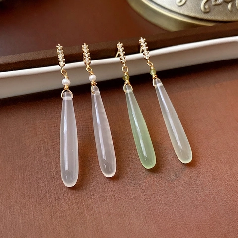 Pendientes Colgantes Gota De Agua Con Circón Imitación Perla Artificial Y Poste De Plata Elegante Retro Estilo De Lujo Mujeres