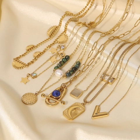 Herz Anhänger Halskette 14K Vergoldet Edelstahl Französisch Retro Vintage Layered Schmuck Für Damen