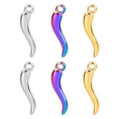 Collier Pendentif Piment En Acier Inoxydable Plaque Or Vide Arc En Ciel Corne Italienne Cornicello Charme Chance Femme