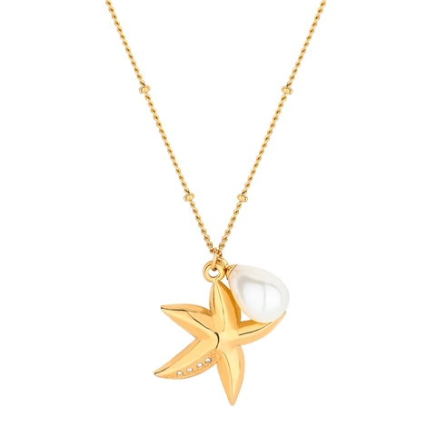 Pendientes de Aro de Corazón de Acero Inoxidable Chapado en Oro de 18K y Pendientes Colgantes de Perlas Irregulares Joyas de Estilo INS para Mujer