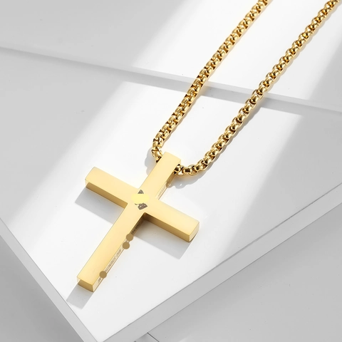 Collana Con Pendente a Croce in Acciaio Inossidabile per Uomo Donna Mani in Preghiera Versetto Biblico Filippesi 4:13 Gioielli Religiosi Con Incisione Braille