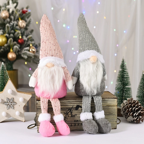 Gnomo de Navidad Nórdico sin Rostro Piernas Largas Sombrero con Lentejuelas Felpa Lana Adornos Decoración Hogar