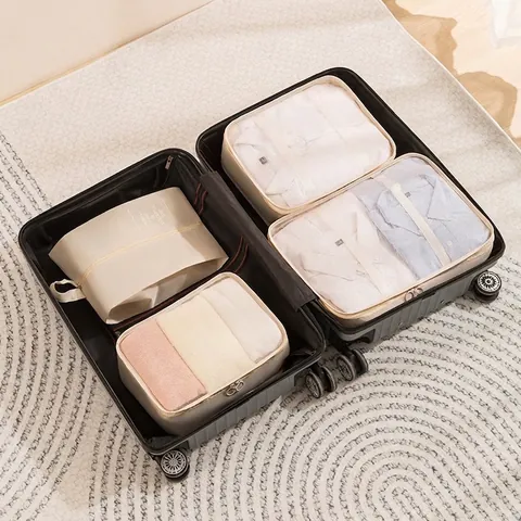 Travel Storage Bags Waterproof Fabric Mesh Luggage Organizers Packing Cubes For Suitcase Clothing Sorting