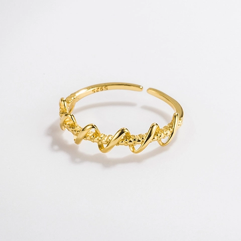 Anello Aperto Intrecciato in Argento Sterling 925 per Donna Anello a Dito a Onda Regolabile Minimalista Regalo Gioielli di Moda