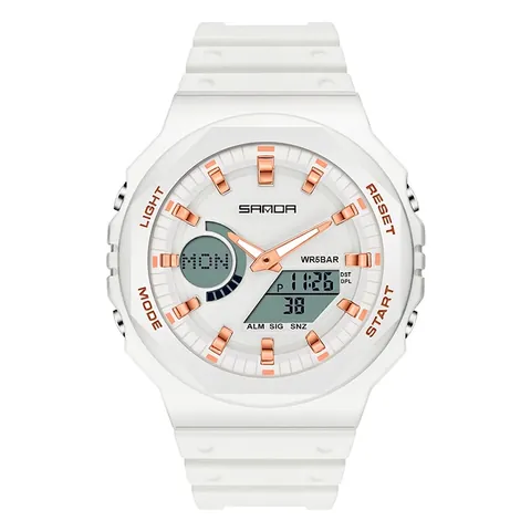 Montre Sport Double Affichage Boîtier ABS Bracelet TPU Étanche Lumineux Alarme Chronomètre Fitness Mode Hommes Femmes