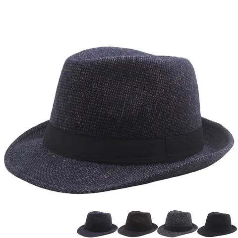 Vintage Britse Stijl Fedora Hoed Voor Heren Warm Winddicht Wollen Textuur Met Zwart Lint Retro Jazz Pet