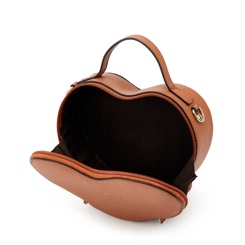 Heart Shaped Handbag Women Saffiano PU Leather Crossbody Shoulder Bag With Top Handle Gold Tone Hardware Zipper