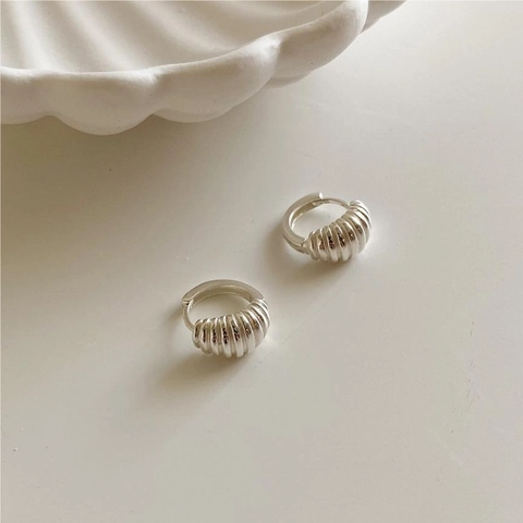 Gerippte Creolen 925 Sterling Silber Croissant Texturiert Minimalistisch Schick Geometrischer Schmuck Für Frauen