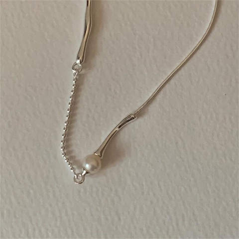 Collana Künstliche Perle Acqua Dolce Asimmetrica Argento Sterling 925 Minimalista Catena Serpente Perline Gioielli Per Donna Elegante