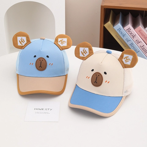 Cappello Da Baseball Bambini Orso Cartone Animato Mesh Traspirante Estate Protezione Solare Esterno Regolabile Cotone Poliestere