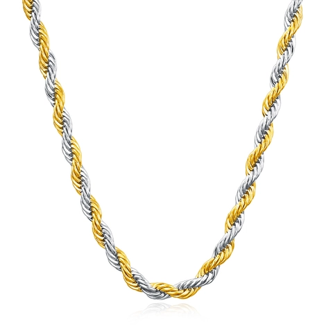 Rope Chain Necklace 304 Stainless Steel Twisted Minimalist Fashion Daily Jewelry For Women And Men