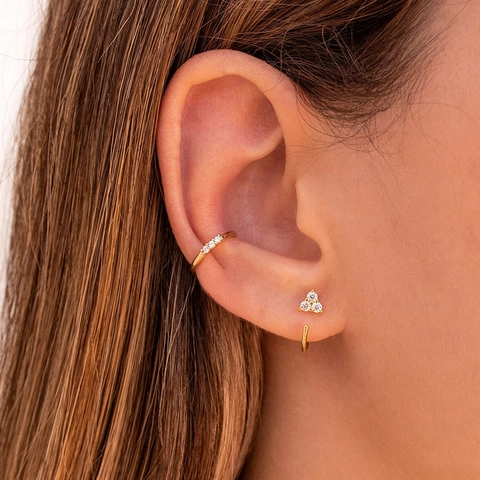 Boucles d'Oreilles Crochet Géométriques Minimalistes en Forme de U Avec Tige en Argent Sterling 925 Boucles d'Oreilles en Cuivre Zirconia Femme