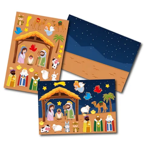 Nativity Scene Ramadan Eid DIY Stickers Cartoon Religious Education Craft Paper Kids Christmas Party Home Decor