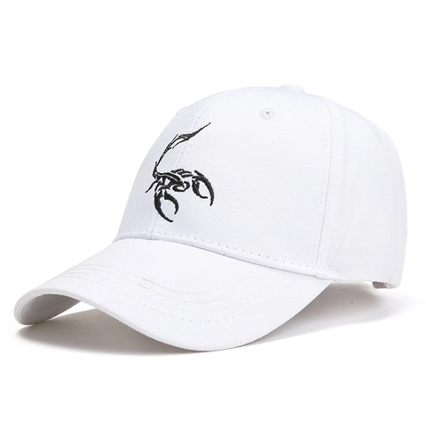 Berretto da Baseball in Cotone con Ricamo a Scorpione Cappello da Sole All'aperto Moda Sport Hip Hop Copricapo Casual
