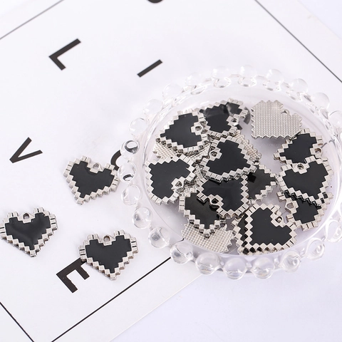 Ciondoli Cuore Pixel In Lega Smalto Stile Mosaico Pendenti Gioielli Fai Da Te Per Collane Bracciali Accessorio Hip Hop